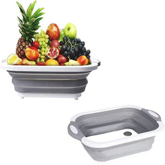 Tocator Multifunctional, Kadeny, 2 in 1, cu Cos pentru Spalat si Scurgere Alimente, 480 g, Pliabila, Gri