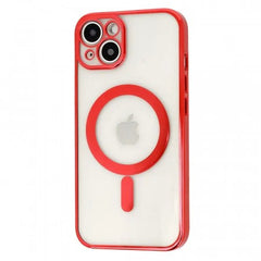 Husa MagSafe pentru Apple iPhone 13 Pro, Full Cover, Protectie camera, Margini colorate Electroplating, Magnetica, Incarcare Wireless, Kaveny, Rosu