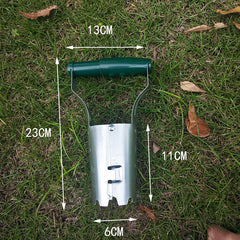 Transplantator Agricol Cilindric, Kaveny, din Otel si Plastic, 6 cm Diametru, cu Maner Flexibil, 23 x 6 x 13 cm, Verde