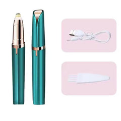 Trimmer Facial, Kaveny, pentru Sprancene, Incarcare USB, 1.5 x 13 cm, din ABS, Verde