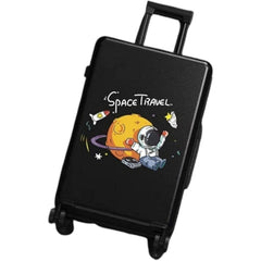 Troler de Calatorie, Kaveny, 56 x 35 x 22 cm, 4 Roti, Maner Reglabil, din ABS, cu Fermoar, Blocare cu Cod, Impermeabil, Model Astronaut, Negru