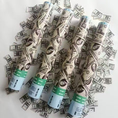 Tub de Confetti, Kaveny, Money, 30x5 cm, Confetii Asortate Model Dolari, Eliberare prin Rasucire, Multicolor