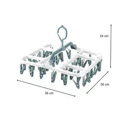 Uscator de Rufe Suspendat Kaveny, cu 40 Carlige, Rotire 360 Grade, Protectie Vant, Pliabil, Patrat, Mateiral Plastic, Usor de Depozitat, Multifunctional, 36 x 24 cm, Alb/Albastru