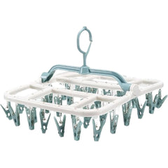 Uscator de Rufe Suspendat Kaveny, cu 40 Carlige, Rotire 360 Grade, Protectie Vant, Pliabil, Patrat, Mateiral Plastic, Usor de Depozitat, Multifunctional, 36 x 24 cm, Alb/Albastru