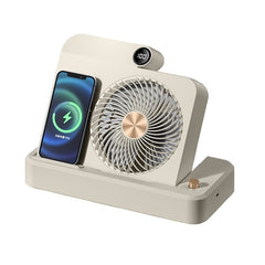 Ventilator 2in1, Kadeny, Functie Incarcare Telefon Wireless, 100 Trepte de Viteza, 2400 mAh, 5V, 2A, 25 x 16.5 x 24 cm, Bej