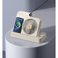 Ventilator 2in1, Kadeny, Functie Incarcare Telefon Wireless, 100 Trepte de Viteza, 2400 mAh, 5V, 2A, 25 x 16.5 x 24 cm, Bej