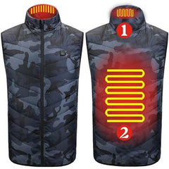 Vesta cu Incalzire, Kaveny, Unisex, 2 Zone de Incalzire, Umplutura Bumbac, 3 Trepte de Temperatura, Incarcare USB, Albastru, 45 - 50 kg, Marime M