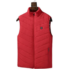 Vesta cu Incalzire, Kaveny, Unisex, 2 Zone de Incalzire, Umplutura Bumbac, 3 Trepte de Temperatura, Incarcare USB, Rosu, 74 - 84 kg, Marime XXXL