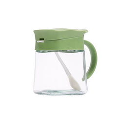 Recipient Condimente, Kadeny, din Stilca, 180 ml, cu Maner si Lingurita, 11.3 x 8.2 cm, Capac Ondulat, Verde