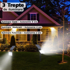 Lampa solara pentru terasa/gradina 48 de LED-uri Kaveny, cu 2 moduri de fixare, senzor de lumina, IP44, material ABS, 5W, 80 lm, 26.5 cm x 14 cm, Alb Rece