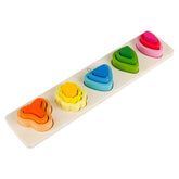 Jucarie Montessori din Lemn, Kaveny, Tip Puzzle, cu 5 Forme Asimetrice, 15 Piese, Educativa, Interactiva, Creativa, Model Copaci, Materiale Non Toxice, +2 Ani, 29x6.5 cm, Multicolor