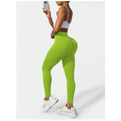 Pantaloni de Fitness/Yoga, Kadeny, pentru Femei, Material Elastic, Spandex, Talie Inalta, Verde, Marime S