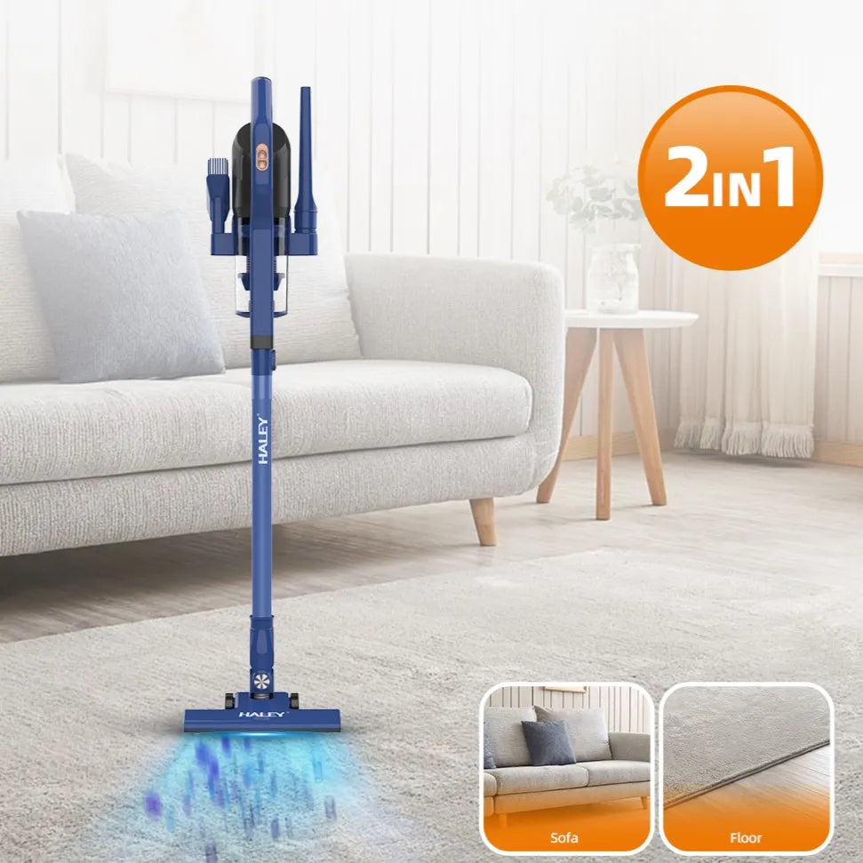 Aspirator Vertical HALEY HY-1917, 600W, Capacitate Recipient 0.8L, Functionare Uscat, Albastru