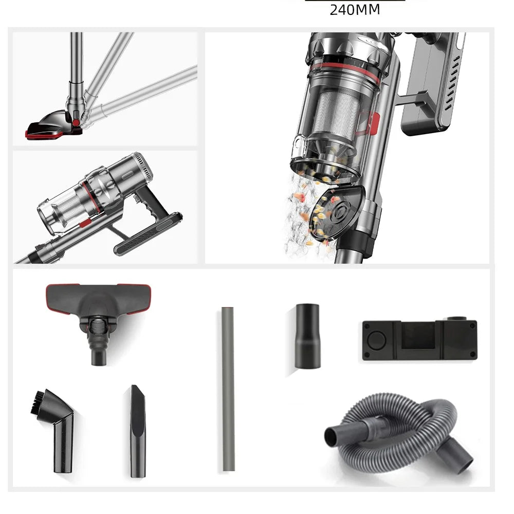 Aspirator Vertical 2 in 1 HALEY® HY-1905, 1000W, 6.0m Raza de Actiune, Capacitate 1.2L, Tehnologie Ciclonica, Filtrare Multi-HEPA, Indepartare Par de Animale