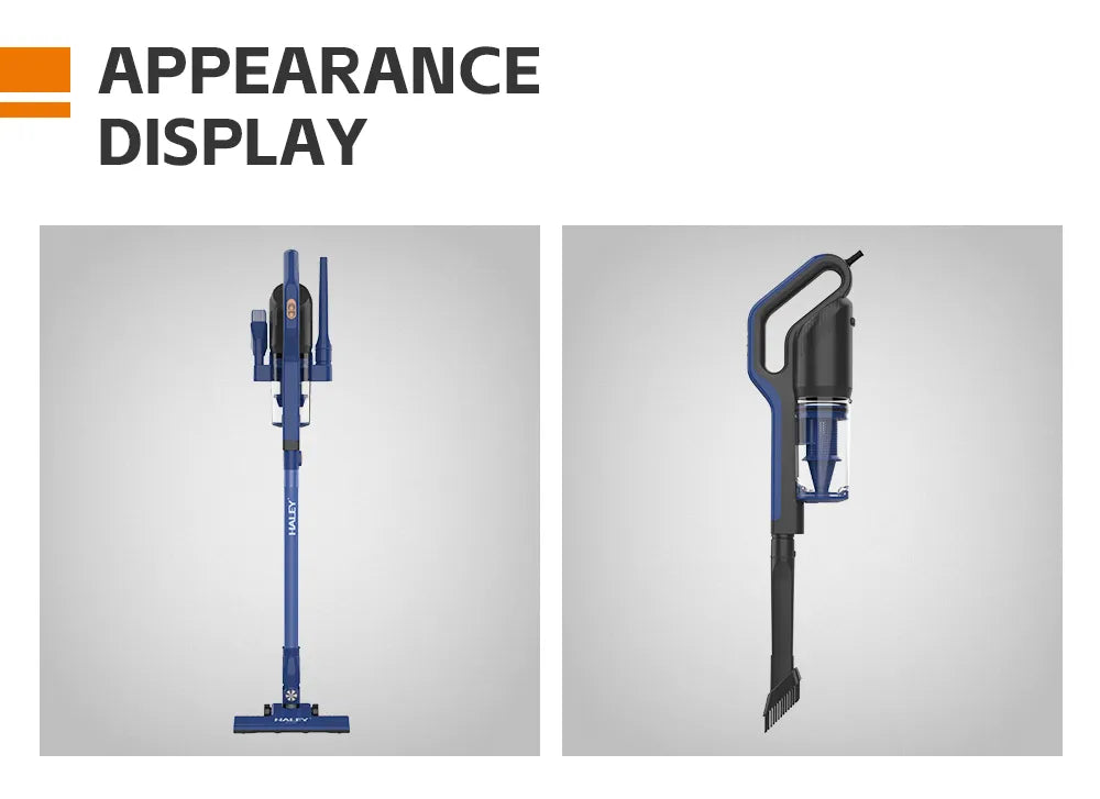 Aspirator Vertical HALEY HY-1917, 600W, Capacitate Recipient 0.8L, Functionare Uscat, Albastru
