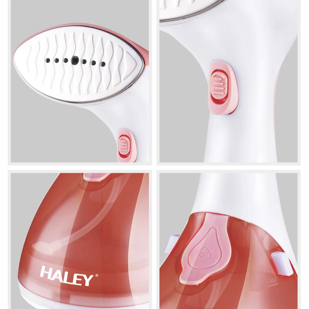 Fier de Calcat Vertical cu Abur HALEY HY-314, 1500W, Design Compact, Incalzire Rapida in 25 Secunde si Performanta Profesionala, Alb/Roz