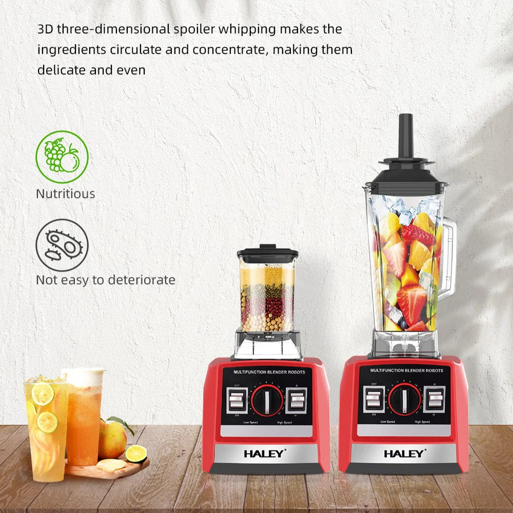 Blender Profesional HALEY® HY-982, 5500W, Recipient 2.5L, Lame din Otel Inoxidabil, Functionare Umed/Uscat, Rosu/Negru