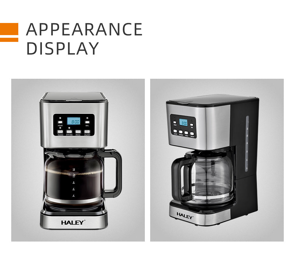 Aparat de Cafea HALEY 950W, 1.5L, LED Display, Anti-Drip, Brewing Inteligent, Inox, Control Temperatura Precis