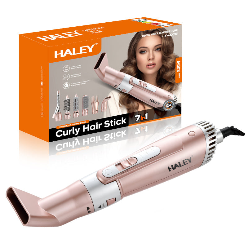 Uscator de Par 7 in 1 HALEY – Ondulator Multifunctional cu Ionizare, Protectie Termica, 800W, Accesorii Incluse, Ideal pentru Coafare Profesionala Acasa