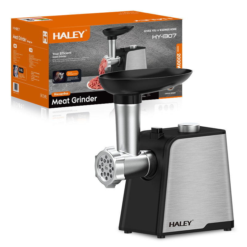 Masina de Tocat Carne HALEY 2000W, Otel Inoxidabil, Cutter cu Torsiune Mare, Usor de Curatat, Port Mare pentru Alimentare