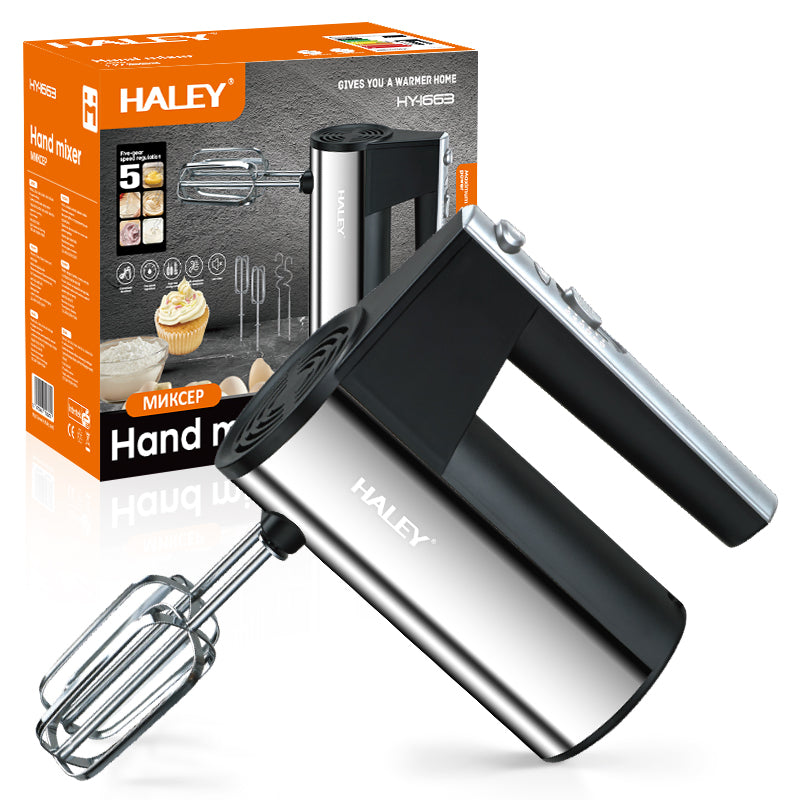 Mixer de Mana din Inox HALEY 500W – 5 Viteze, Silentios, Motor Puternic, Accesorii Incluse