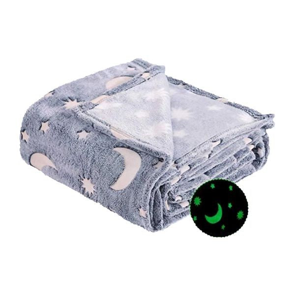 Patura Fosforescenta, Kaveny, Moale, Pufoasa, Lumineaza in Intuneric, 1.5x2 m, Model Cer Instelat, Gri