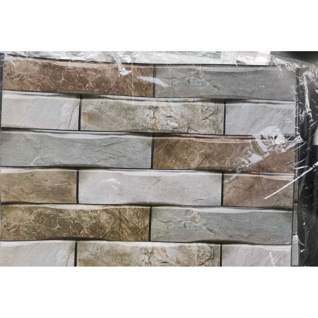 10 x Placi Tapet Autocolant 3D cu Imitatie de Marmura, pentru Perete Bucatarie Sufragerie, Usor de Curatat, Rezistent la Apa, Autoadeziv, 30x30 cm, Gri Maro Bej, Resigilat