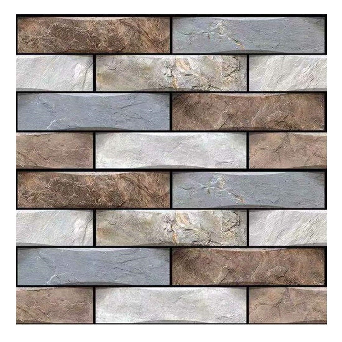 10 x Placi Tapet Autocolant 3D cu Imitatie de Marmura, pentru Perete Bucatarie Sufragerie, Usor de Curatat, Rezistent la Apa, Autoadeziv, 30x30 cm, Gri Maro Bej, Resigilat
