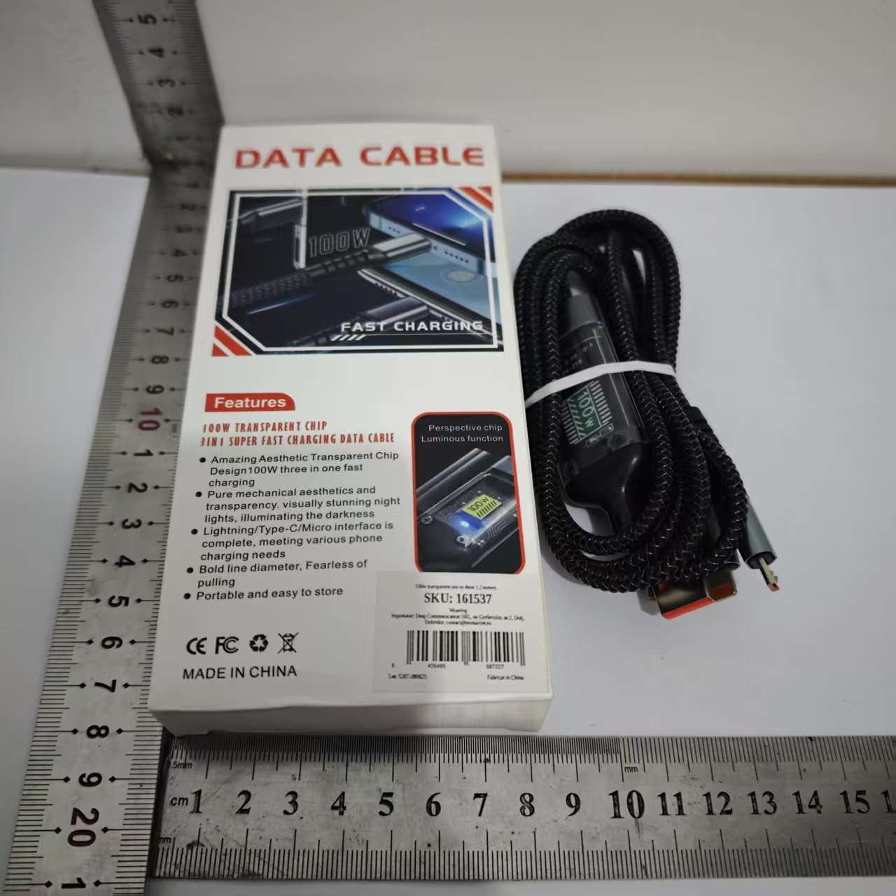 Cablu Multifunctional de Incarcare pentru Telefon 3in 1, Kadeny, Cablu de incarcare rapida 100W, potrivit pentru Auto, Universal pentru Android si iOS, 1.2M, Negru