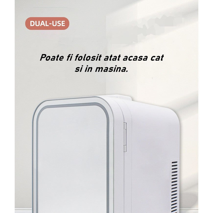 Mini frigider cosmetice, Kaveny, dubla functie de incalzire/racire, portabil, 12L, alb