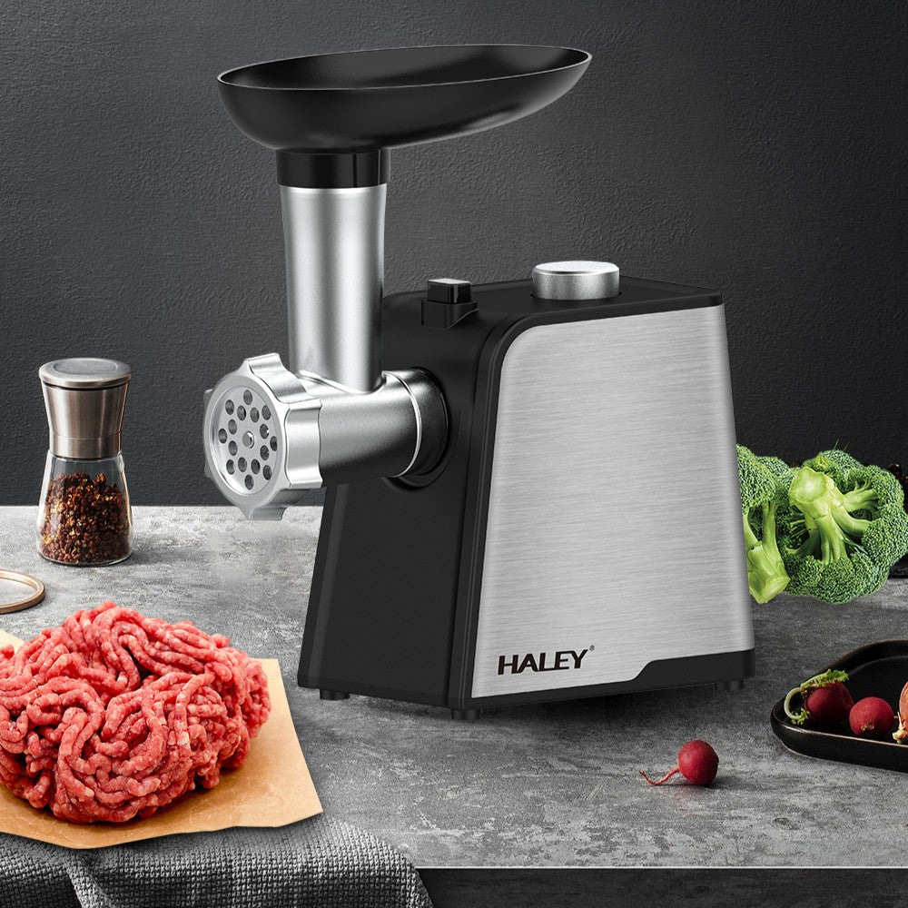 Masina de Tocat Carne HALEY 2000W, Otel Inoxidabil, Cutter cu Torsiune Mare, Usor de Curatat, Port Mare pentru Alimentare