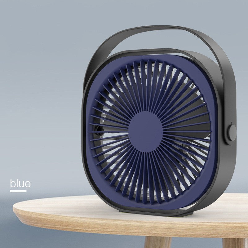 Mini ventilator pentru birou cu usb, Kaveny, rotire 360 grade, 3 viteze, 1500 mA, 13.5 x 12,8, Albastru