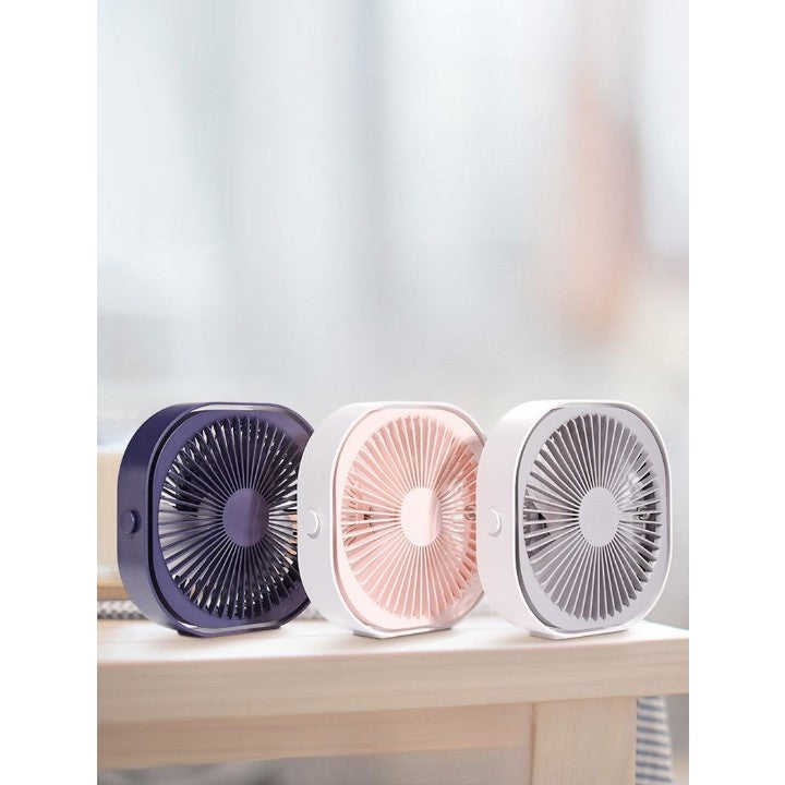 Mini ventilator pentru birou cu usb, Kaveny, rotire 360 grade, 3 viteze, 1500 mA, 13.5 x 12,8, Albastru