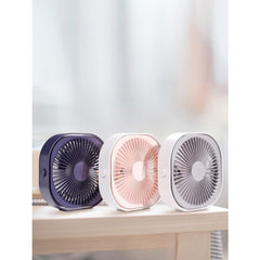 Mini ventilator pentru birou cu usb, Kaveny, rotire 360 grade, 3 viteze, 1500 mA, 13.5 x 12,8, Albastru