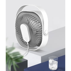 Mini ventilator pentru birou cu usb, Kaveny, rotire 360 grade, 3 viteze, 1500 mA, 13.5 x 12,8, Alb