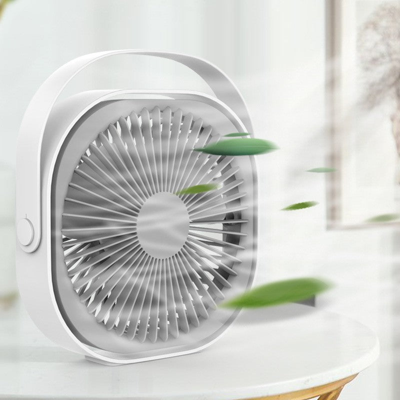 Mini ventilator pentru birou cu usb, Kaveny, rotire 360 grade, 3 viteze, 1500 mA, 13.5 x 12,8, Alb