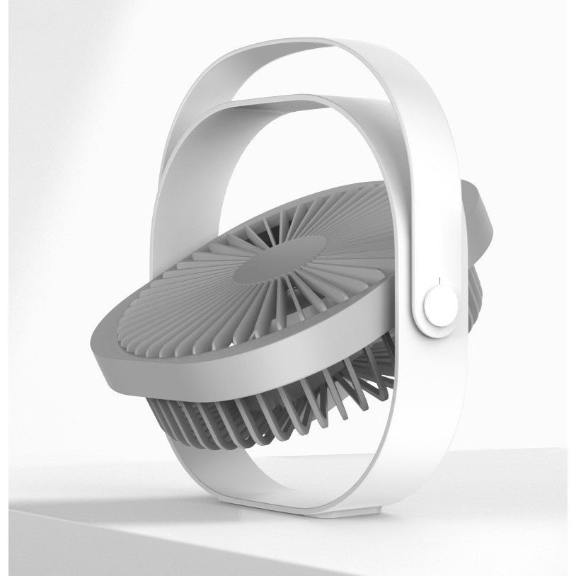 Mini ventilator pentru birou cu usb, Kaveny, rotire 360 grade, 3 viteze, 1500 mA, 13.5 x 12,8, Alb