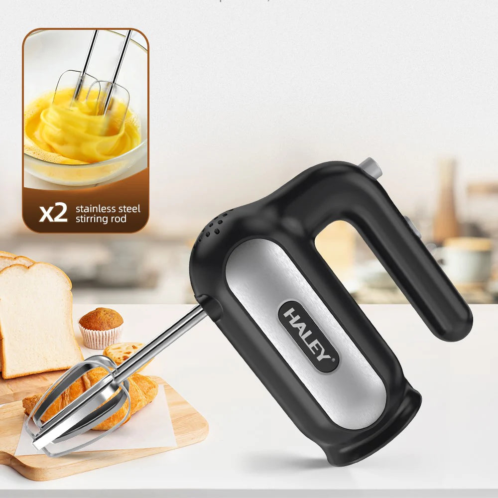 Mixer de Mana Electric HALEY HY-1676, 500W, 5 Viteze + Turbo, Cu Teluri si Carlige din Inox, Usor si Puternic pentru Creme, Aluat si Deserturi