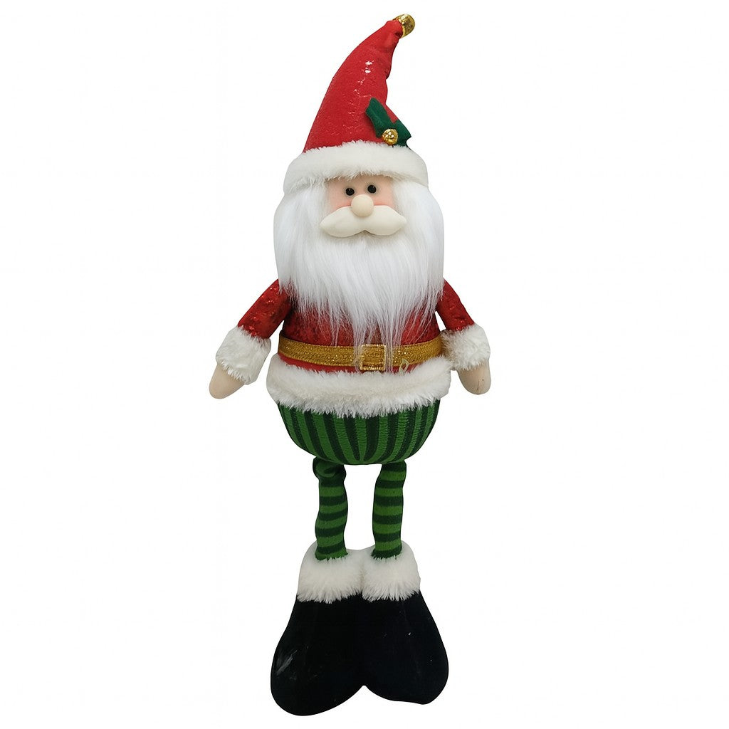 Figurina de Craciun Mos Craciun Textil, Kadeny, Mos Craciun pentru Decoratiuni de Craciun, din Material Textil Moale 52 x 18 x 8 cm, Rosu Verde