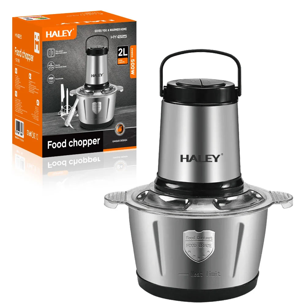 Tocator de alimente HALEY HY-1225 – Putere de 500W si vas de 2L din inox pentru tocare rapida si eficienta