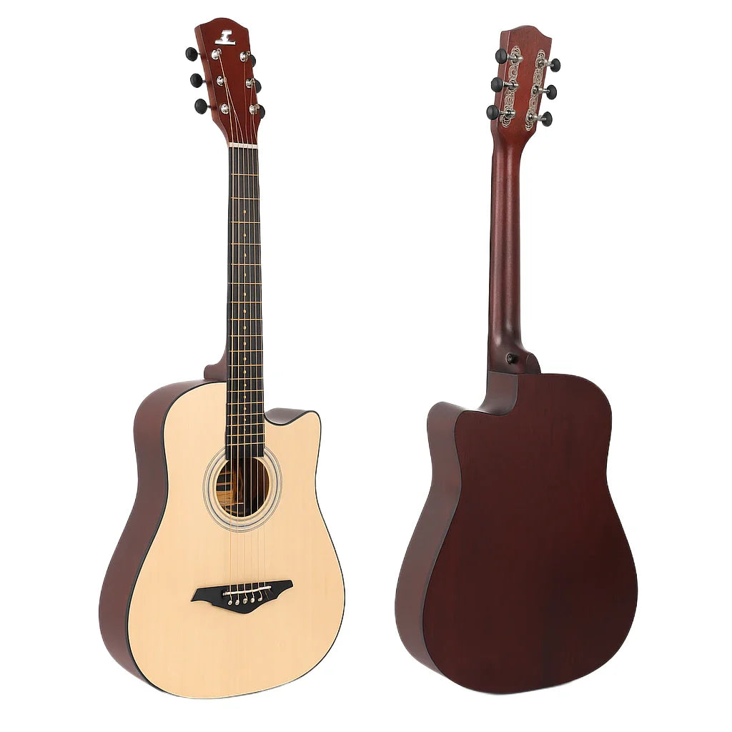 Chitara acustica 4/4 din lemn natural – model clasic sunet cald si clar