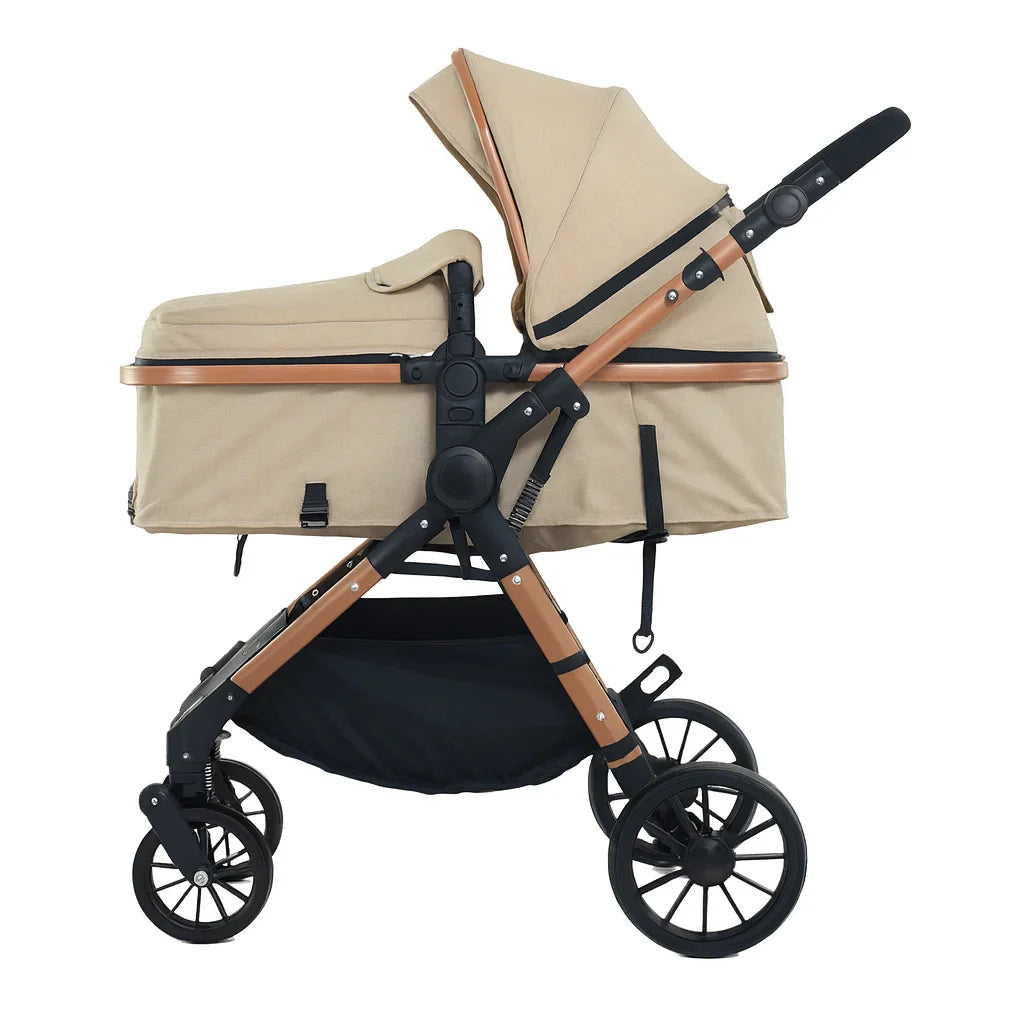 Carucior 3 in 1 KIDOO – auto i-Size, landou, scaun sport si scoica auto. Suspensii, pliere rapida, copertina extensibila, centura 5 puncte. Ideal 0–36 luni. Sistem complet pentru parinti.