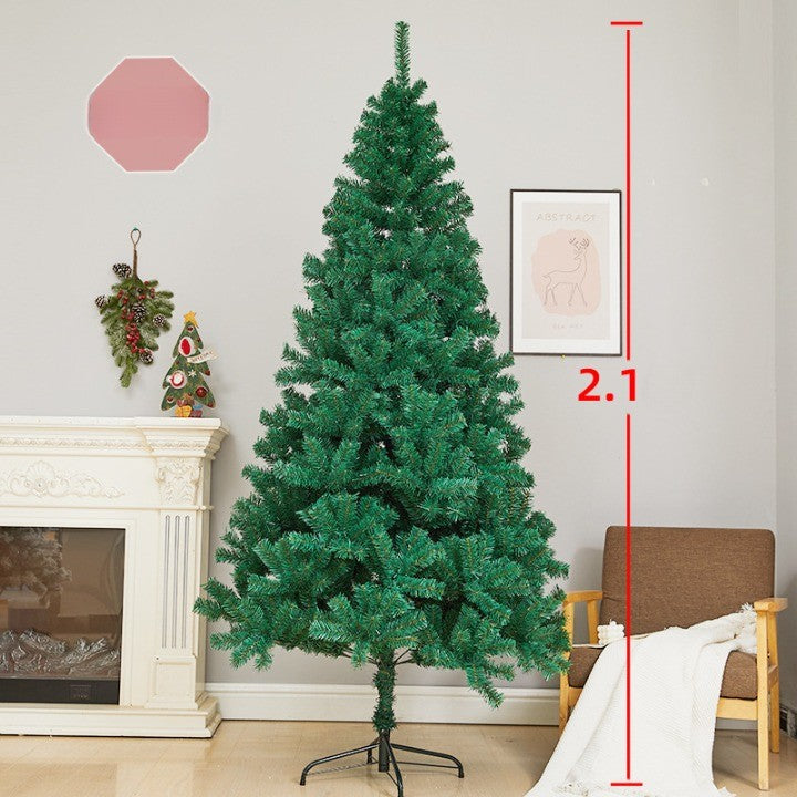 Brad de Craciun artificial cu suport inclus Kadeny, 210 cm, 800 ramuri/varfuri, material plastic, suport clasic, fara iluminare, utilizat pentru interior/exterior, verde