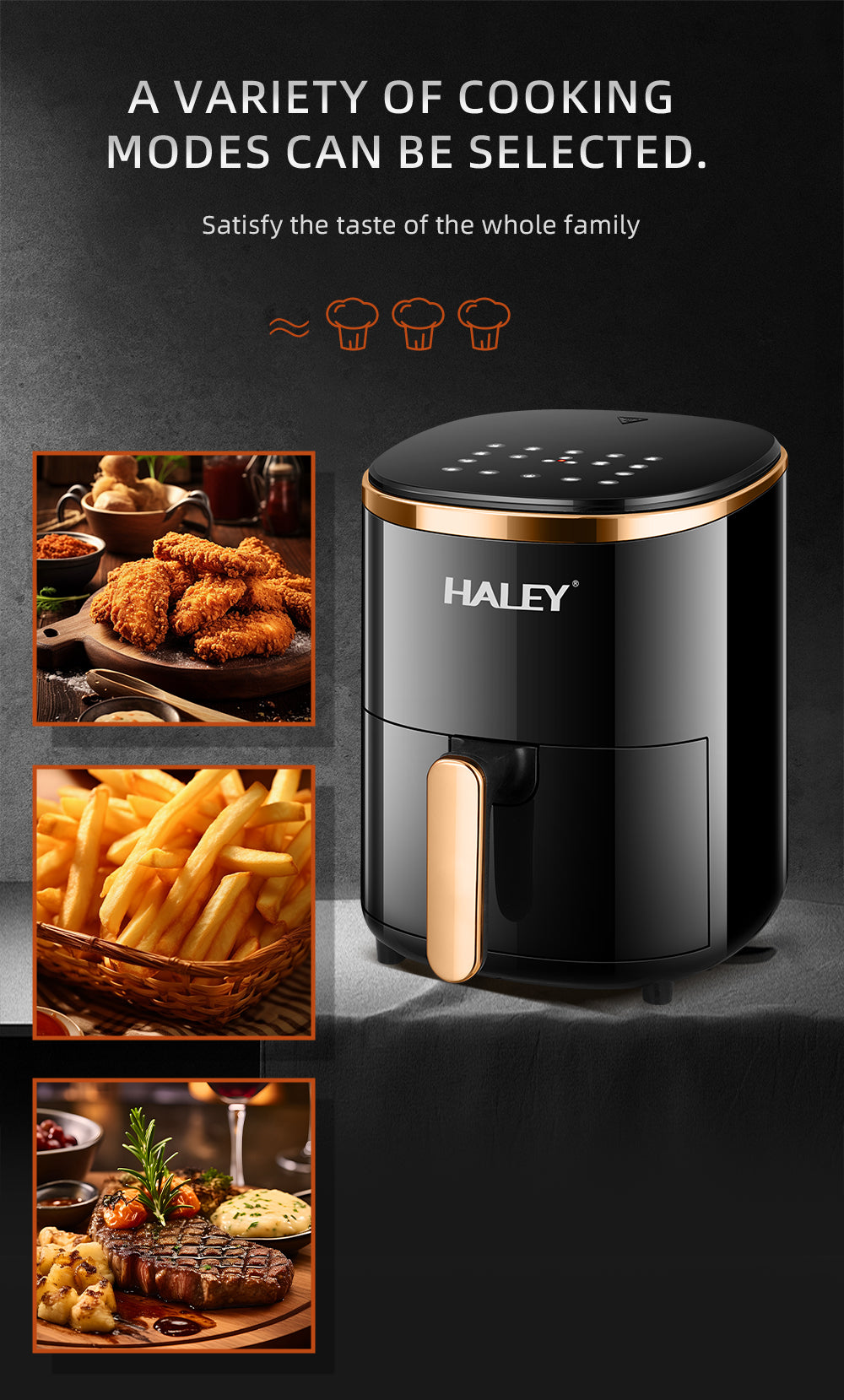 Friteuza cu Aer Cald Haley 6L – Eleganta si Gatit Inteligent in Bucataria Ta