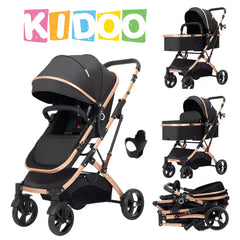 Carucior, 2 in 1 KIDOO® – Carucior Pliabil cu Fata Inversa pentru Bebelusi cu Diverse Moduri, Carucior Reglabil si Culisant