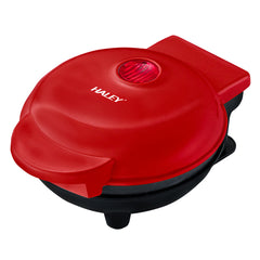 Aparat Mini Waffe HALEY®, 800W, Placi Antiaderente, Indicator Luminos, Design Compact, Rosu