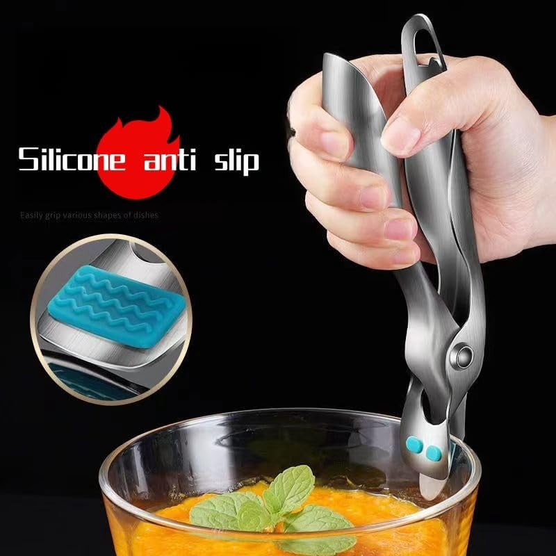 Clema pentru Boluri, Kadeny, Anti-Alunecare, din Otel Inoxidabil si Silicon, de Uz Casnic, Rezistent la Temperaturi Inalte, 19.5x3.2 cm, Gri