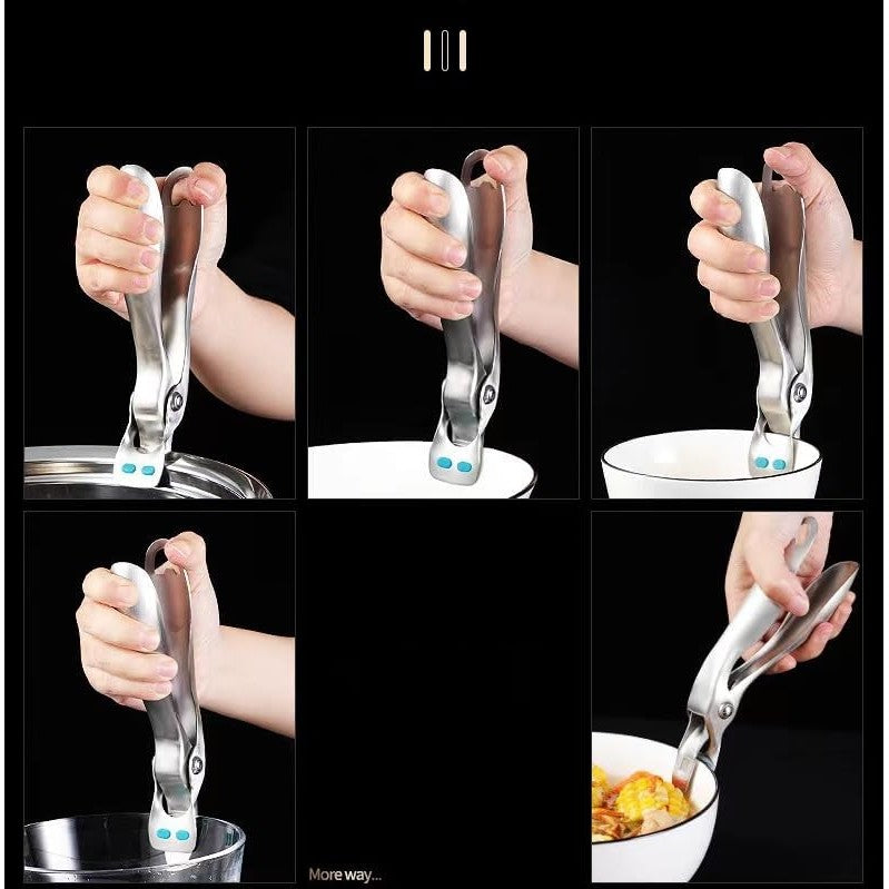 Clema pentru Boluri, Kadeny, Anti-Alunecare, din Otel Inoxidabil si Silicon, de Uz Casnic, Rezistent la Temperaturi Inalte, 19.5x3.2 cm, Gri