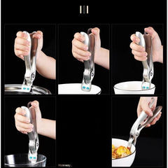 Clema pentru Boluri, Kadeny, Anti-Alunecare, din Otel Inoxidabil si Silicon, de Uz Casnic, Rezistent la Temperaturi Inalte, 19.5x3.2 cm, Gri