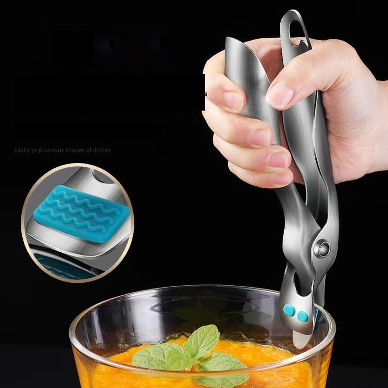 Clema pentru Boluri, Kadeny, Anti-Alunecare, din Otel Inoxidabil si Silicon, de Uz Casnic, Rezistent la Temperaturi Inalte, 19.5x3.2 cm, Gri